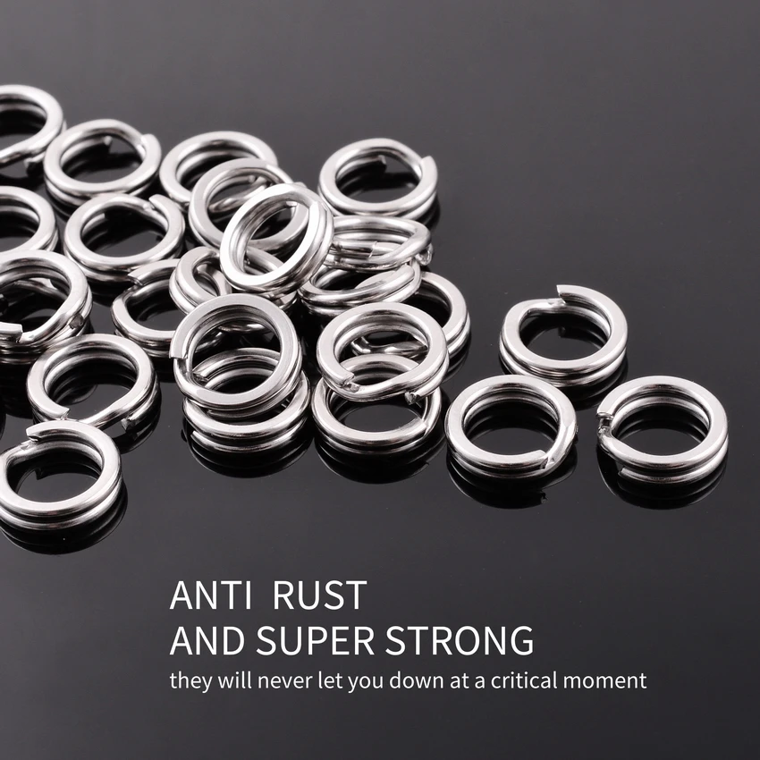 50pcs/lot Stainless Steel Split Ring Diameter 4mm to 8mm Heavy Duty Fishing  Double Ring Connector Fishing Accessories Fish Box