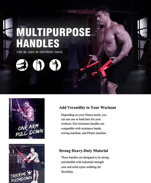 Multifunction Fitness Tricep Rope Cable Attachment Anti-slip Handles Grip Durable Nylon Strength Training Gantry Accessories 4