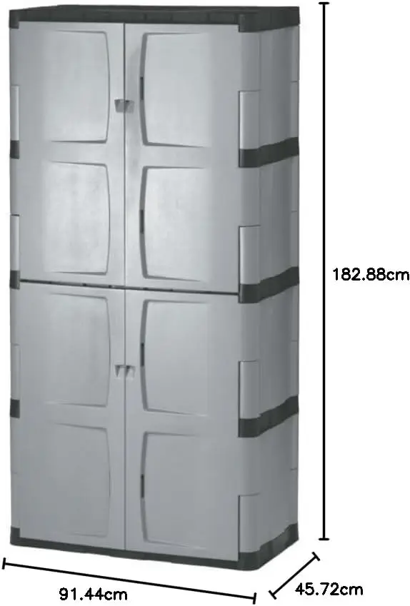 Freestanding Storage Cabinet Five Shelf with Double Doors Lockable Large 690-Pound Capacity Gray For Garage/Outdoor Garden Grey 4