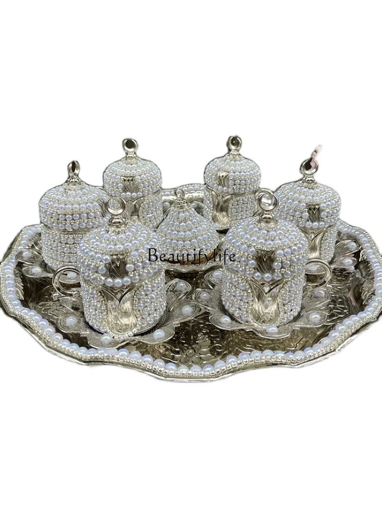 

Turkey Coffee Cup European Ceramic Cup Gall Pearl Vintage Aristocratic Silver