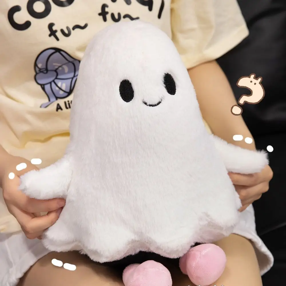 Simulation Little Ghost Plush Doll Fluffy Interactive Cartoon Ghost Doll Toy Collection Handmade Holloween Ghost Pillow
