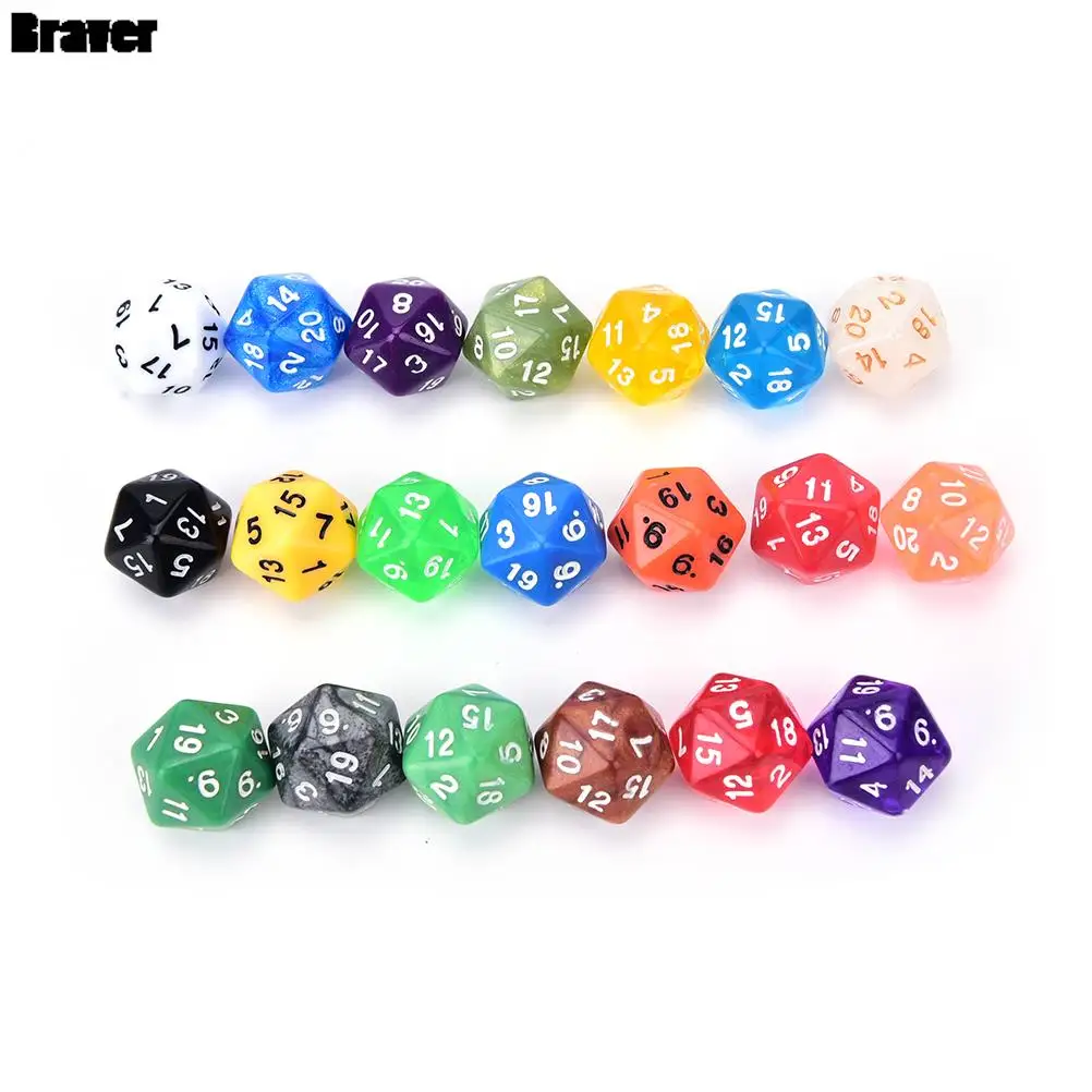Dice Set 1PC Colorful D20 Dice Set Opaque effect, 20 side Digital Dice number 1-20 for Rpg Game DICE