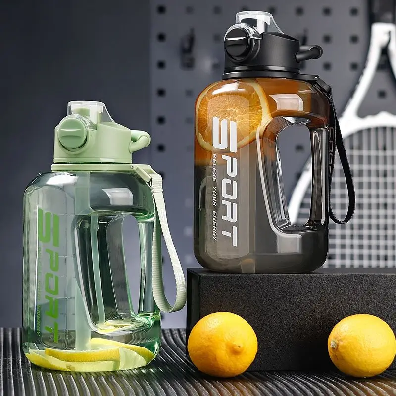 

1700 ML sports water bottle high temperature resistance fitness super large capacity plastic cup straw cup bucket