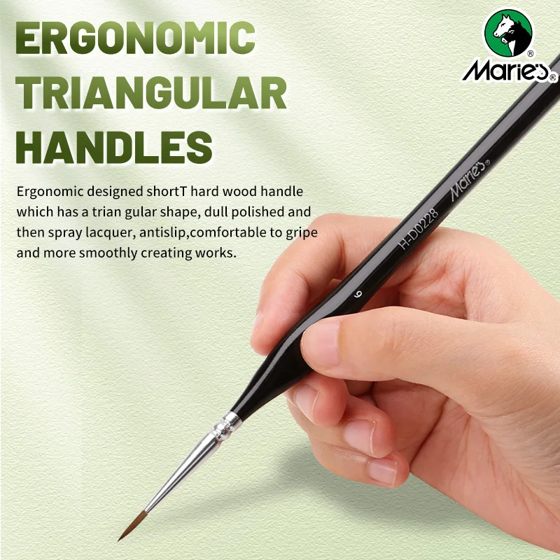 Marie's Micro Paint Brush, 11 Sizes Miniature Synthetic Model Paintbrushes with Triangular Handles for Detail, Rock Painting 2