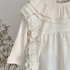 2025 Spring New 0-3 Years Baby Girl Edge Cover Vest Lotus Leaf Collar Base Shirt And Loose Pants 3pcs Suit Girls Clothes Set 6