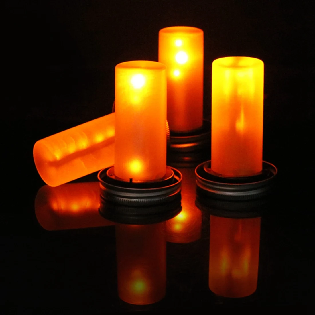 4Pcs Solar LED Mason Jar Lit Light Torch Flame Warm LED Garden Outdoor Solar Bottle Lamp Candle Lantern Decoration solar led bottle lamp