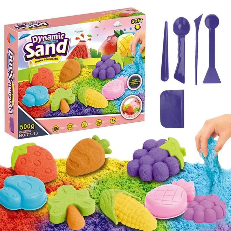 Play Sand for Kids Sensory Toys Moldable Sand Fake Sand Play Set Educational Toys Kids Sand Sensory Sand with Tools & Molds 2