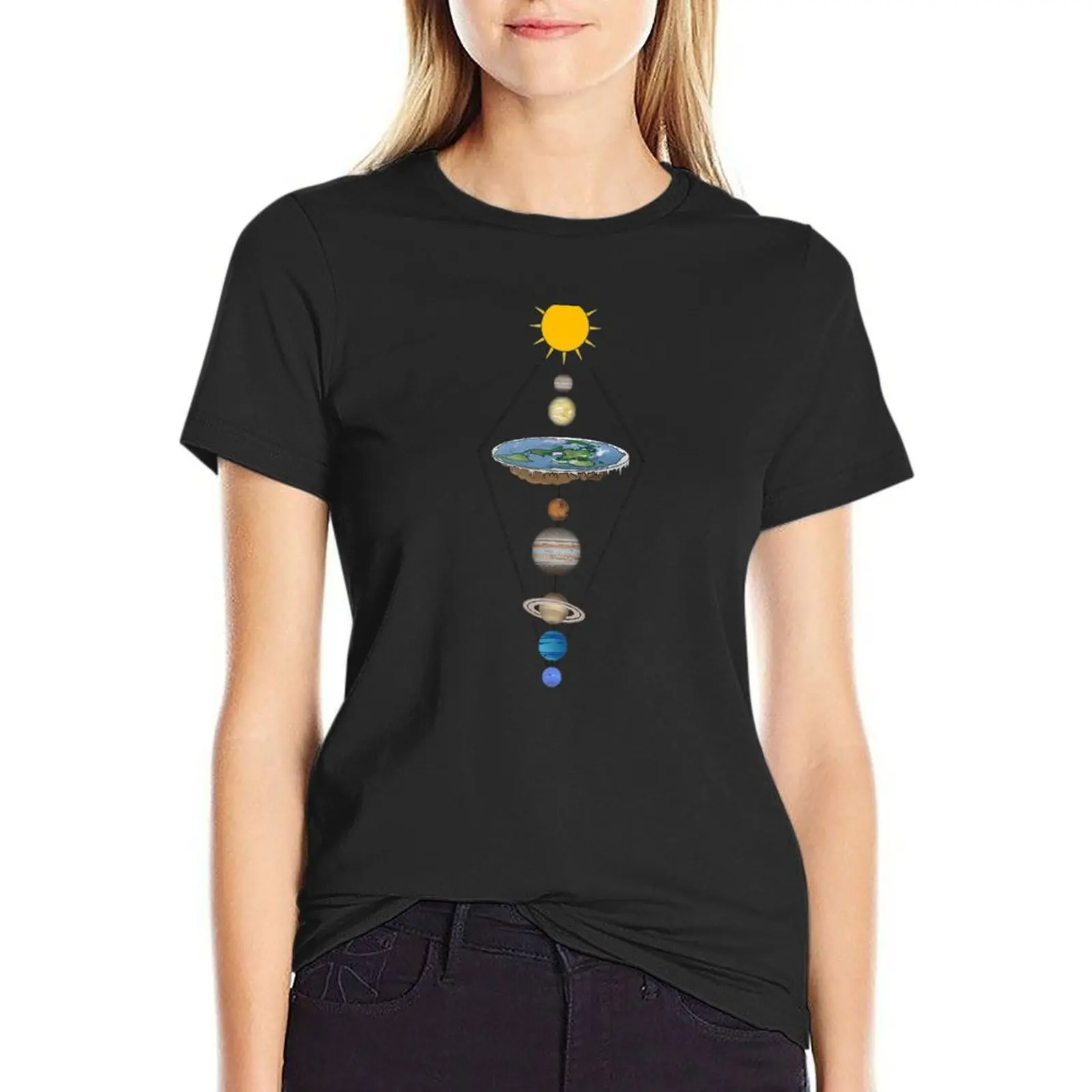 

Flat earth solar system T-Shirt T-shirt Women Women's tops Women's clothing