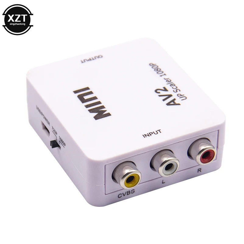 Mini AV2 HDMI-compatible RCA AV CVBS to HDMI-compatible Converter Box AV to Video Adapter for HDTV TV PC DVD Xbox Projector
