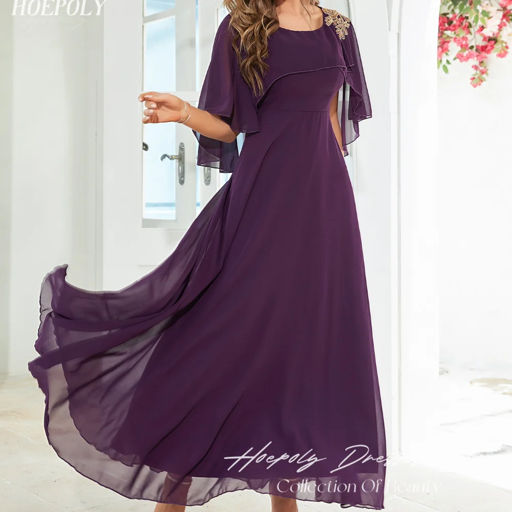 

Hoepoly Square Collar Elegant A-Line USA Euro Evening Dresses Formal Occasion Ankle-Length Chiffon Prom Gown For Sexy Women 2023