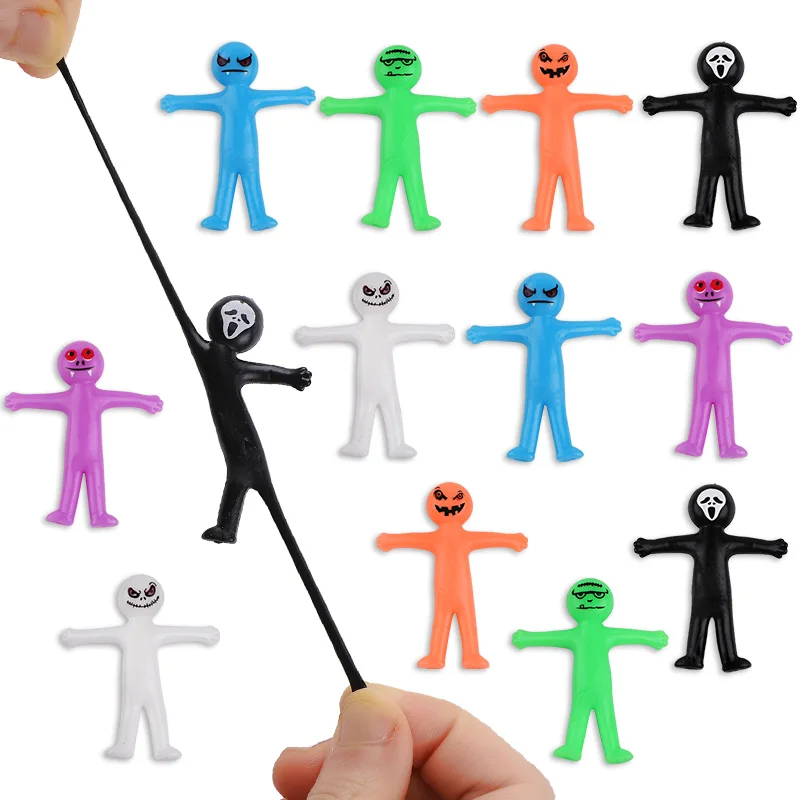12/24/36Pcs Halloween Stretchy Toy Gift Kids Halloween Birthday Party Favors Goody Bag Basket Filler Funny Little Man Fidget Toy