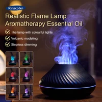 New Volcanic Aroma Diffuser 130ml Ultra Quiet Household Aroma Essential Oil Diffuser with Color Flame Night Light for Home Room 1