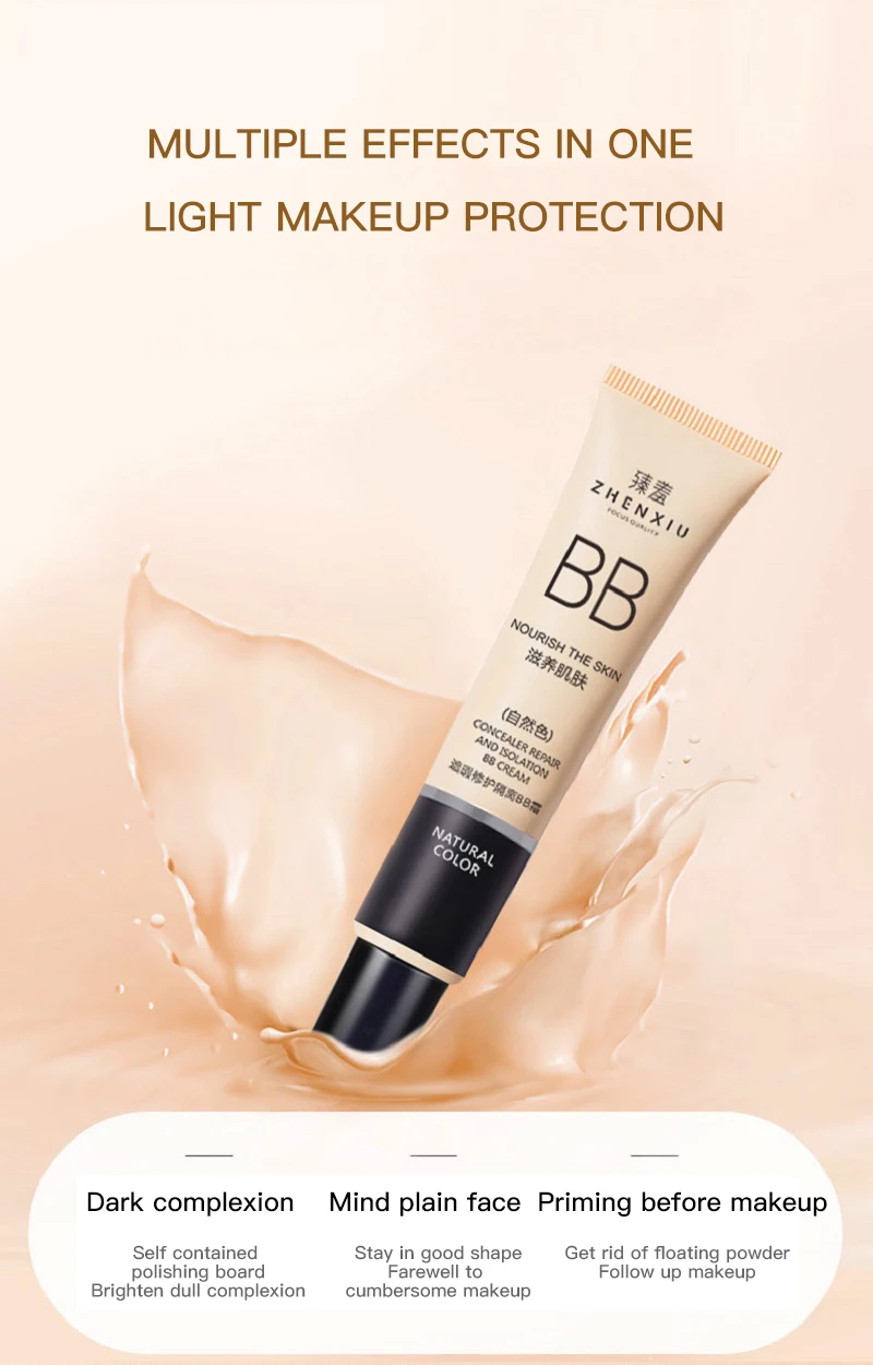 Description Picture 6 of itemBB Cream Face Full Concealer Brighten Makeup Base CC Cream Longlasting Liquid Foundation Cream for Waterproof Face High Coverage