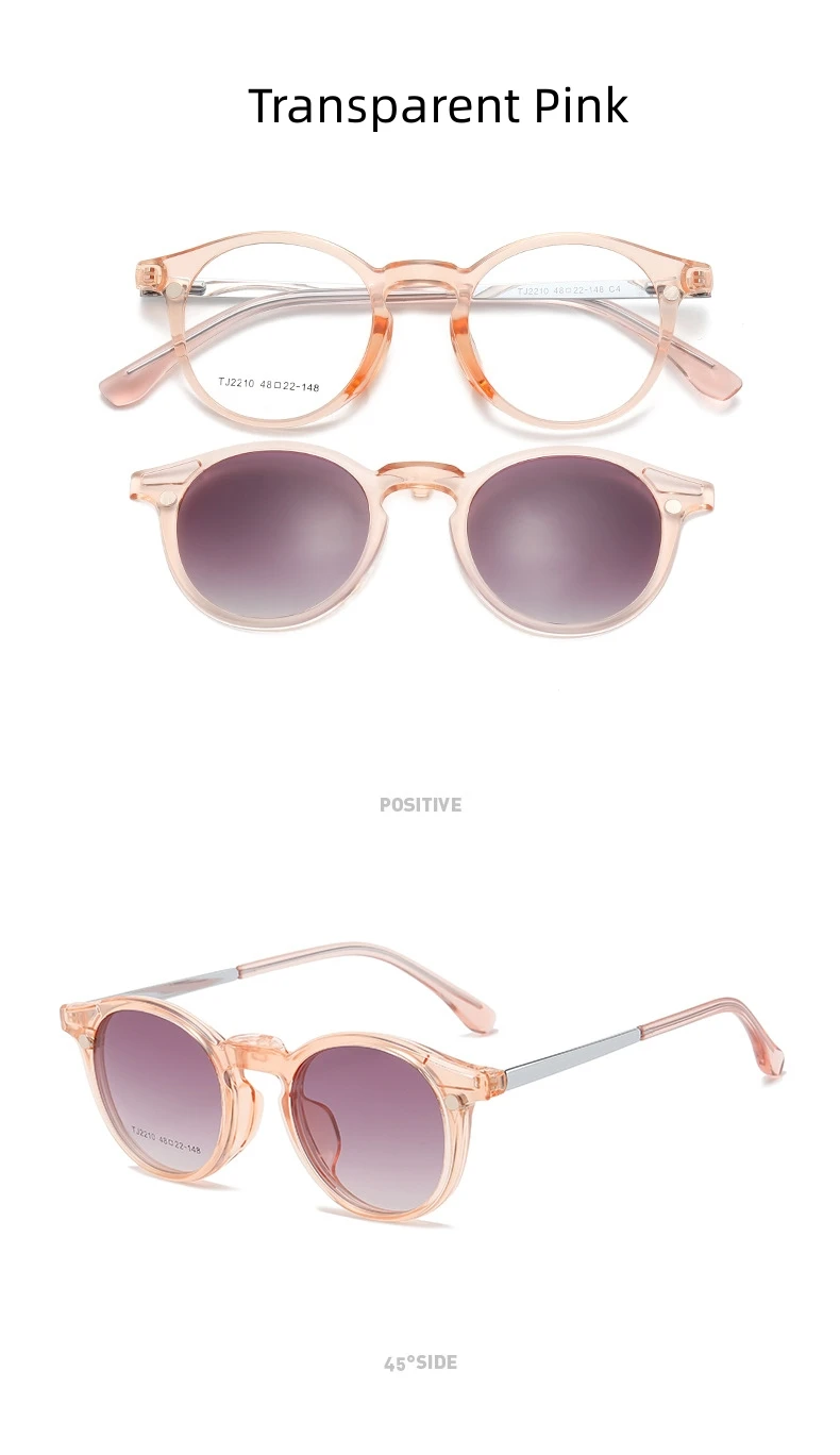 MOMOJA Neue Brillen, ultraleicht, Retro, rund, TR90, magnetische Sonnenbrille, optisches Brillengestell für Männer und Frauen, 2210 – Detail 14