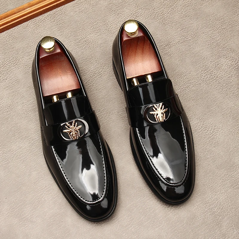 Leather shoes man patent leather foot cover style large size upscale dress marriage