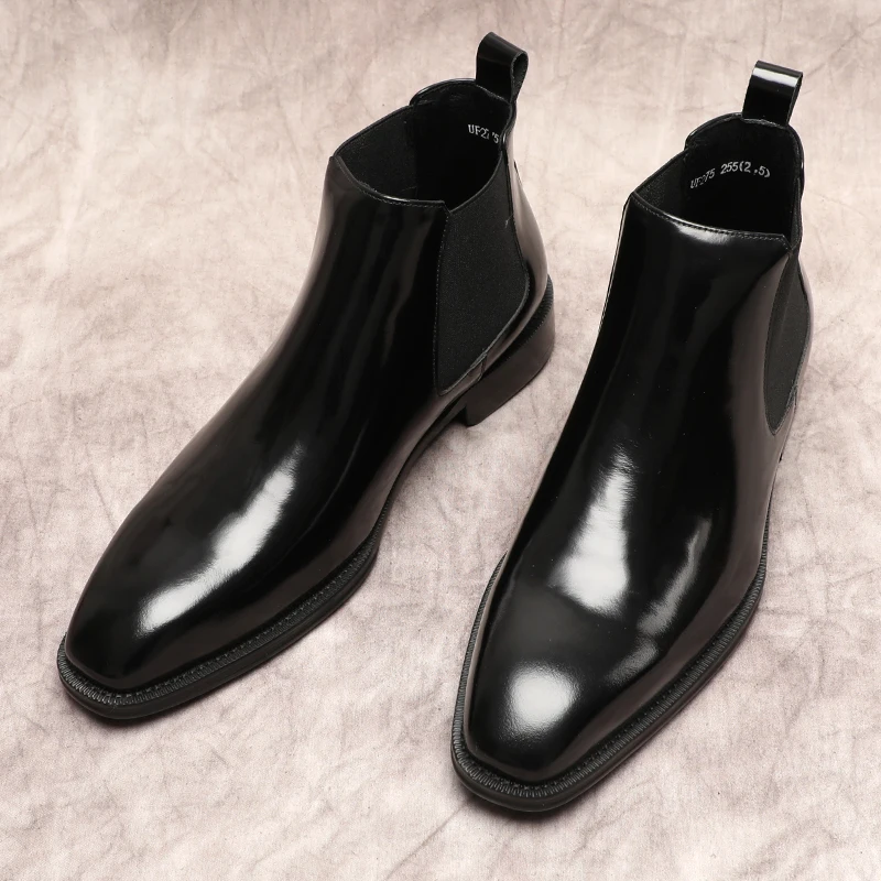 Dress Boots For Men Uk.Genuine Leather Mens Ankle Boots Black Brown Slip On Luxury Dress Boots ...