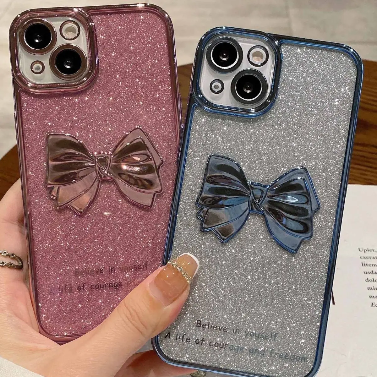 

luxurious Glitter Plating Bow Phone Case For iPhone 13 12 11 Pro Max Shockproof Silicone Soft Shell