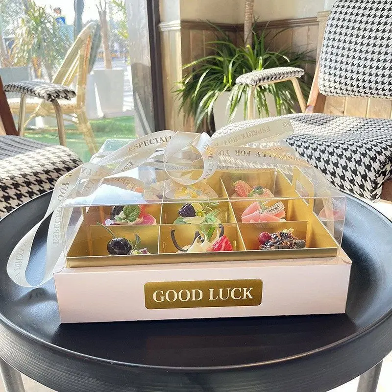 Transparent Four-Grid Dessert Cake Box 4 Compartments Clear Pastry Packaging Container ... - SKU TDCB0953 - UGI Packaging