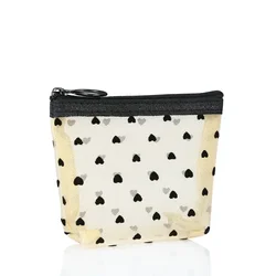 Heart-Shaped Nylon Mesh Cosmetic Bag and Toiletry Organizer (Beige-NO.1)