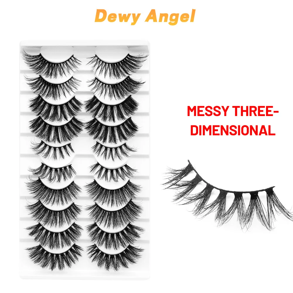 

Dewy Angel 10 Pairs of Natural Messy Crisscross 3D Faux Mink False Eyelashes - Wispy Fluffy Eyelashes for Eye Makeup