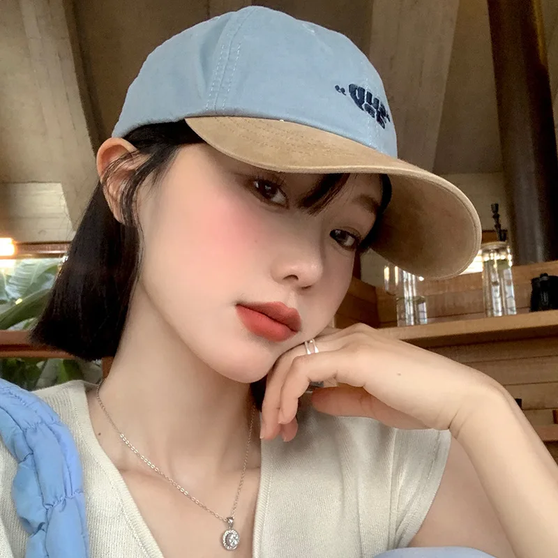Hot Sale Soft Cotton Patchwork Baseball Cap For Women Girl JK Korean Letter Embroidery Peaked Hat Casual Outdoor Snapback Sun_voghion.com