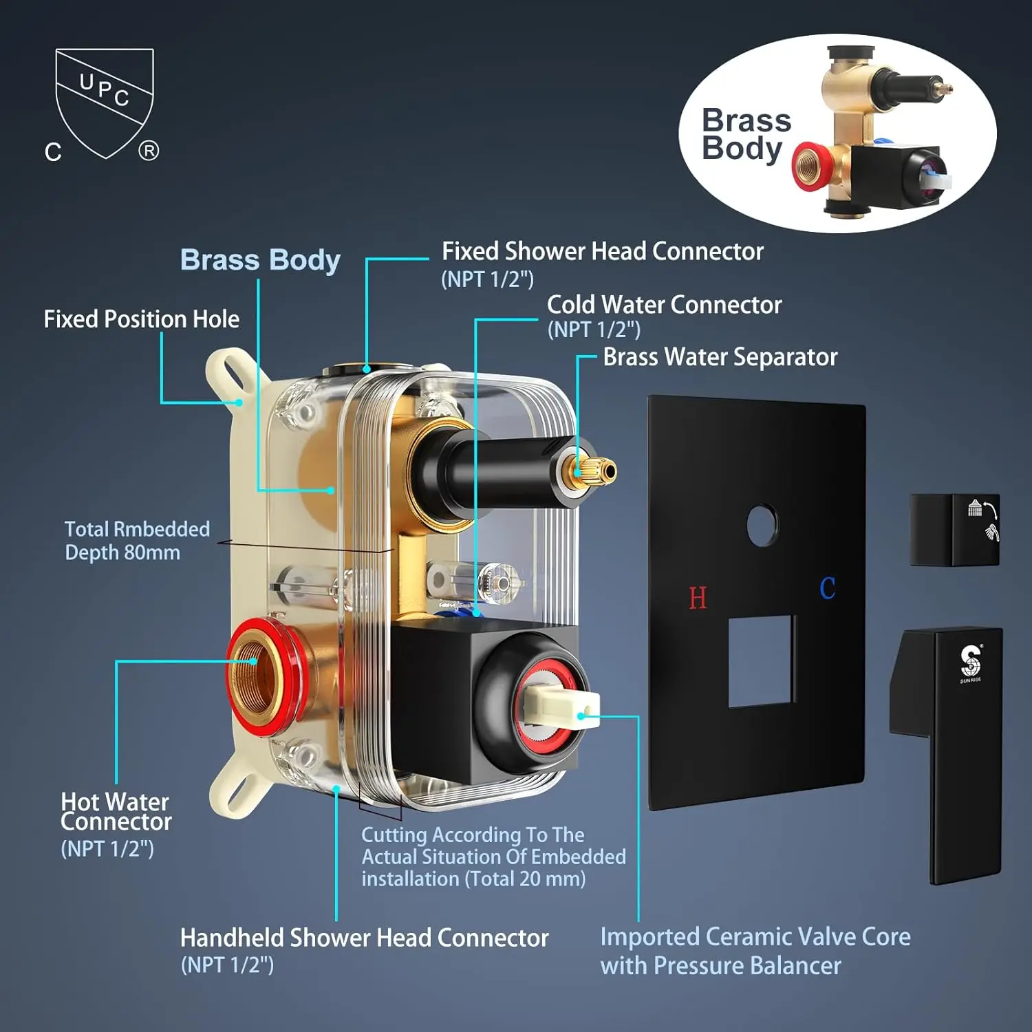 10 Inch Slide Bar Shower Faucet Luxury High Pressure Shower Heads and Handheld Spray Combo Set Wall Mounted Shower 5