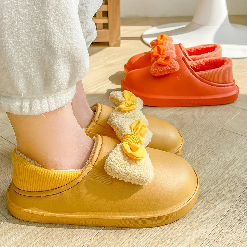 

Простые теплые хлопковые тапочки, водонепроницаемая Нескользящая Домашняя и уличная хлопковая обувь