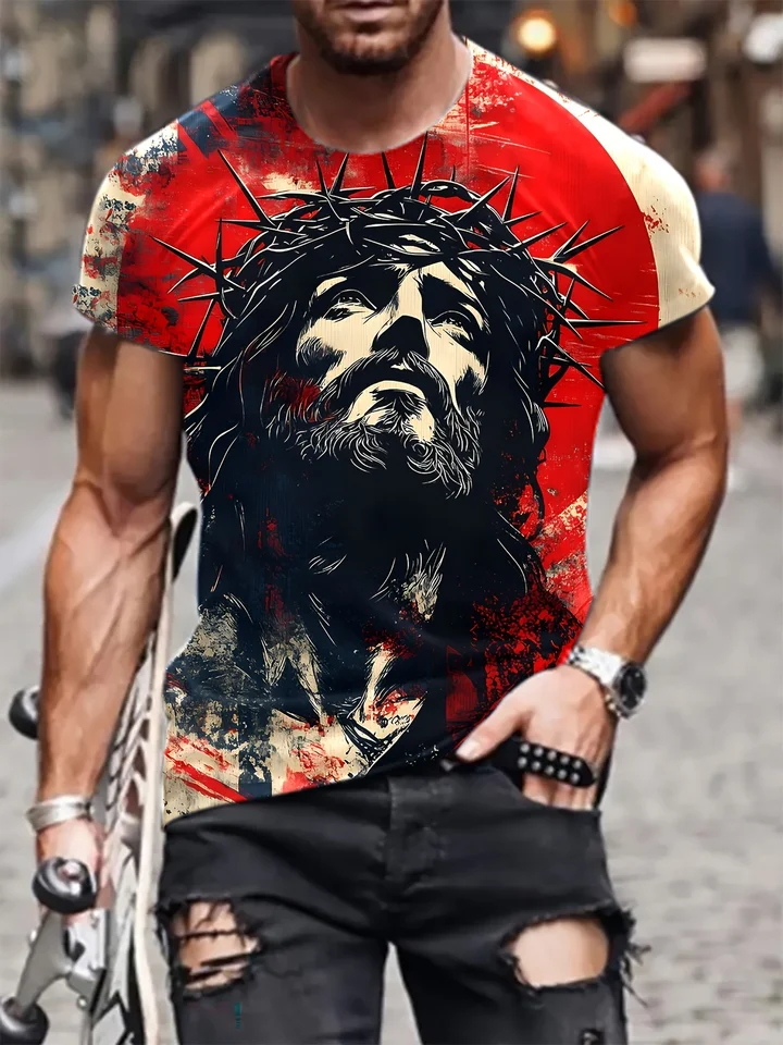 Vintage Jesus Graphic T Shirts Fashion T-Shirt Casual Short Sleeve