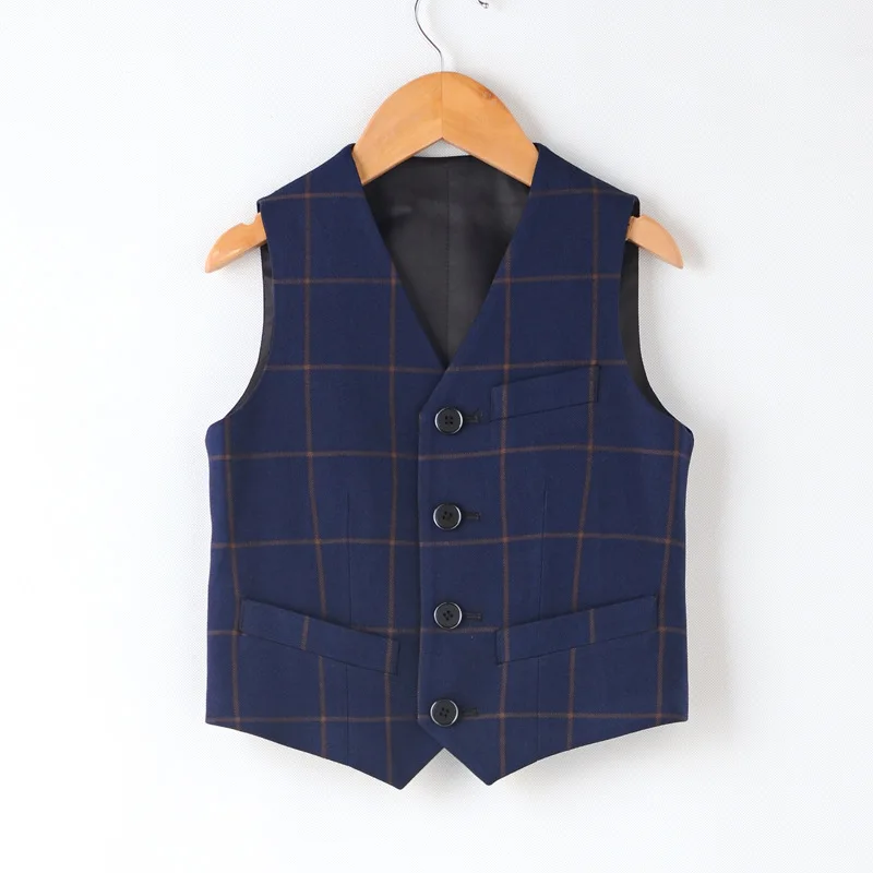 Çocuklar ekose üst çocuk yelek düğün elbise erkek resmi elbise takım elbise çocuk gençler beyler yelek bebek yürümeye başlayan parti ceket