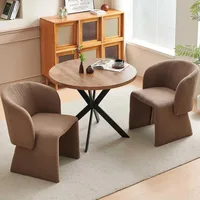 Barrel Dining Kitchen Chairs Set of 2, Modern Mid Century Living Room Chairs Upholstered Round Backrest Accent Side Chairs 2