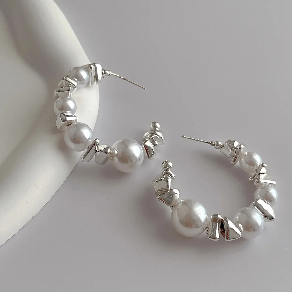 Dangle Earrings Pearl Earrings Drop Earrings Pendant Earrings Long Earrings C Shape Irregular Beaded & Pearl Semicircular Earrings for Women Party