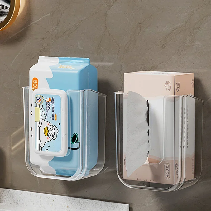 Wall Mounted Wet Wipe Dispenser Self-Adhesive Plastic Holder Large Opening Strong Load Capacity