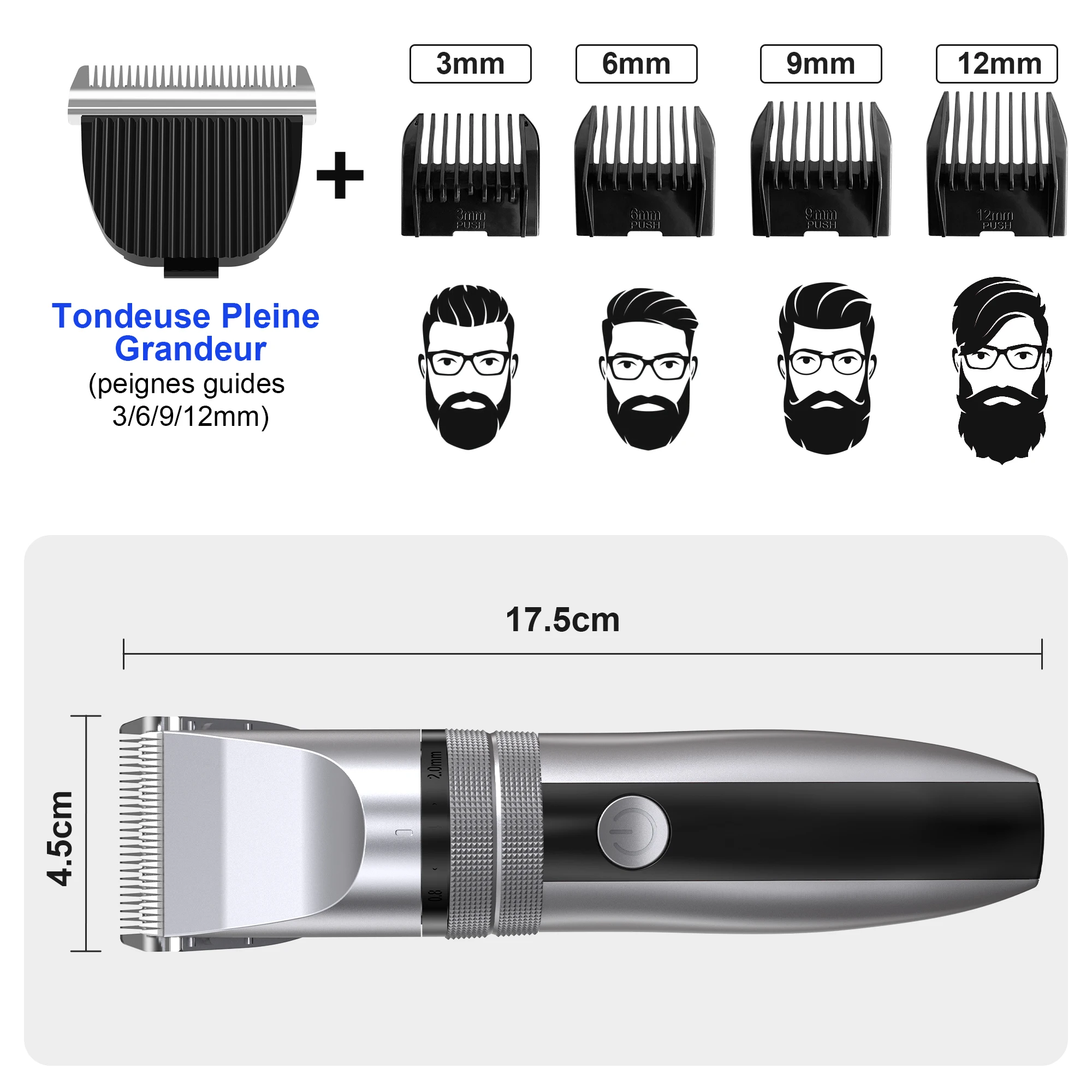 Men's Hair Clippers Professional Kit 5-gear Adjustable Hair Electric Trimmers For Men Adults Kids Cordless Hair Cutting Machine 2
