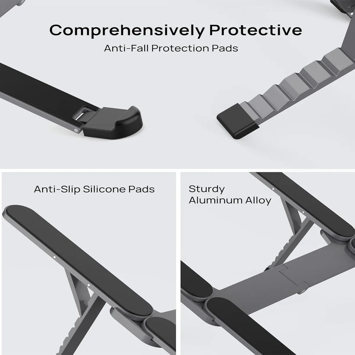 알루미늄 합금 이중 접이식 노트북 및 태블릿 스탠드 ? 책상용 초소형 디자인 및 출장용 접이식 스탠드