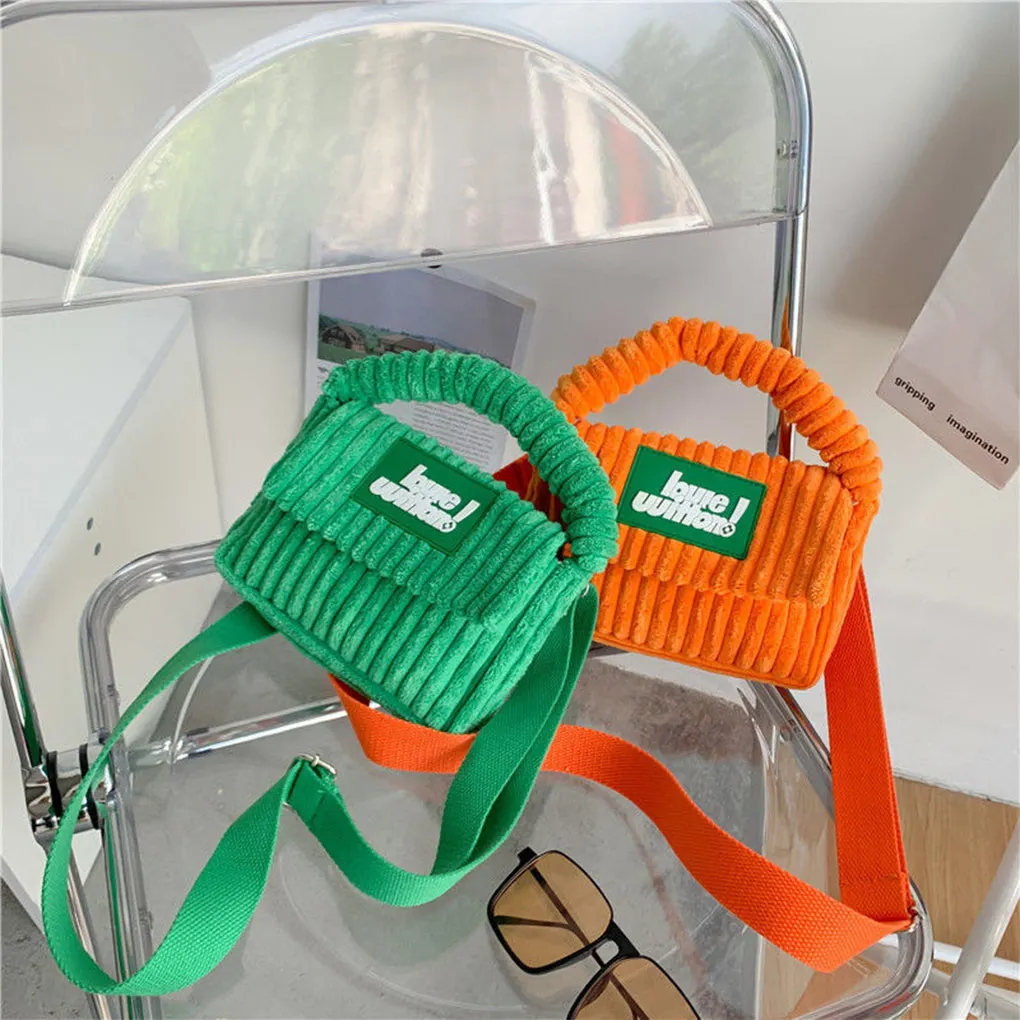 Bright colors Corduroy Women Shoulder Bag cute girl Solid Color Small square Crossbody bag Casual Designer Handbag