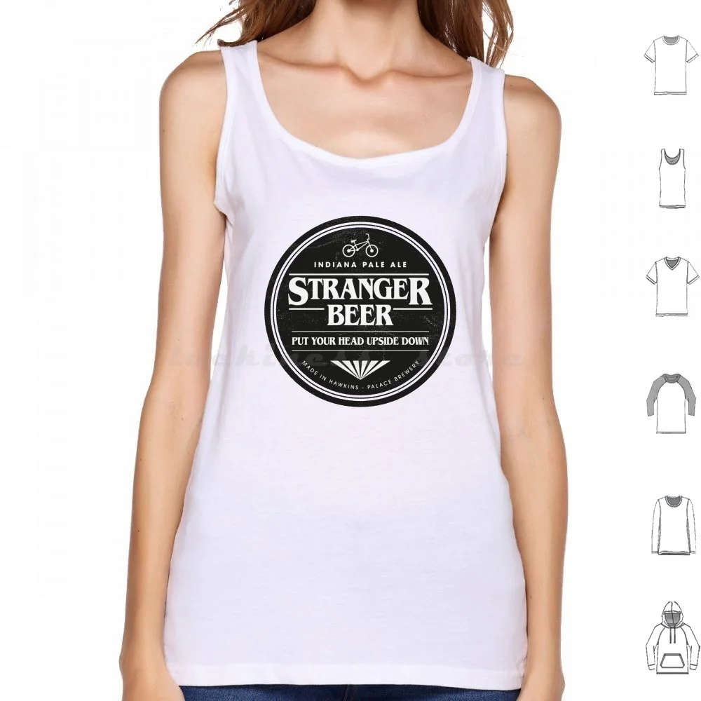 thumbnail image 1 of Stranger Beer Tank Tops Vest Sleeveless Stranger Beer Things Eleven 11 Hawkins Indiana Ipa Label Upside Down, 1 of 5