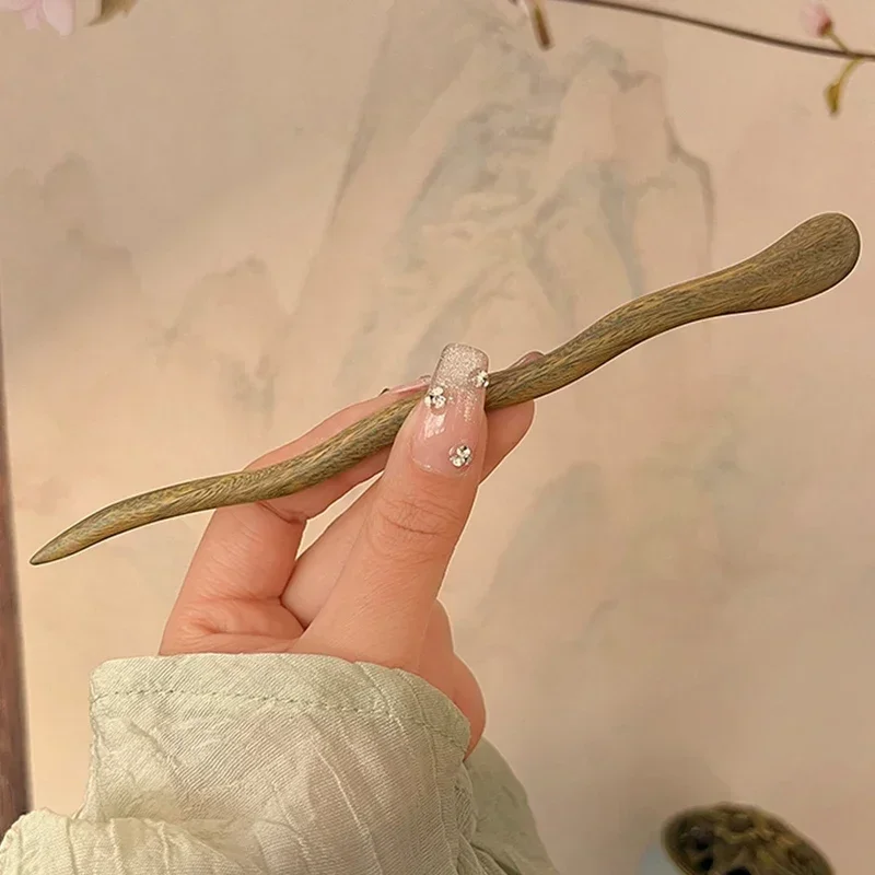 Vintage Wood Hair Sticks Pins Hairwear Hairpins Head Pins DIY Handmade Wooden Head Jewelry Hair Accessories Ornaments for Women hair stick