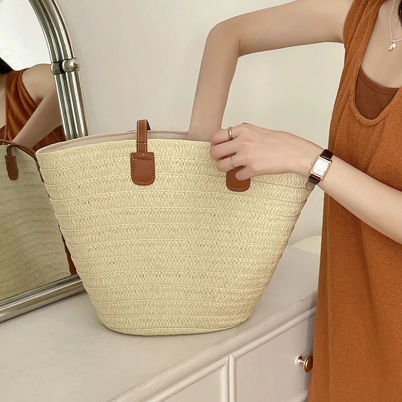 Women's Shoulder Bag Summer Straw Woven Large Capacity Basket Handbags Fashion Female Luxury Designer Beach Bali Shopper Totes