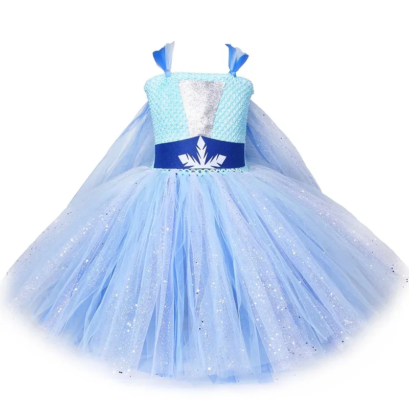 thumbnail image 1 of Vestido de princesa Elsa con tutú para niñas, vestidos de fiesta de cumpleaños, disfraz de Elsa, reina de las nieves, cosplay, vestido de Navidad y Halloween, ropa para niños, 1 of 5