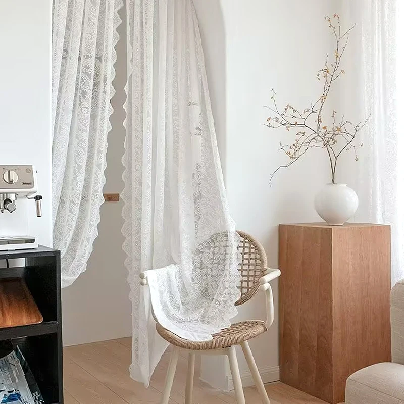 French Lace Curtains White Tulle Window Blind Living Room Bedroom Supplies Breathable Screen Curtain Wedding Decor Curtains тюль 6