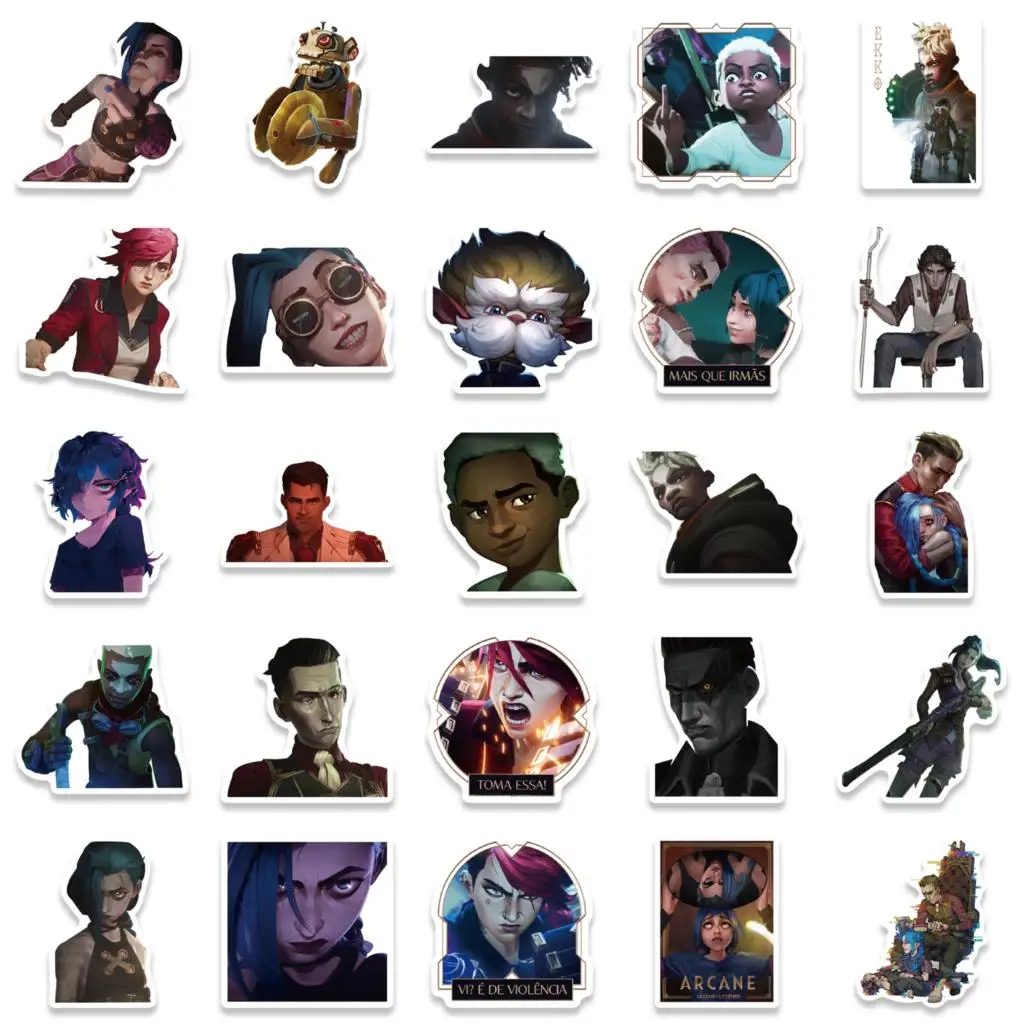 50PCS Cool Cartoon Anime Arcane Game Stickers For Cars Motorcycles Water cup Children's toy Luggage Computers Sticker 5
