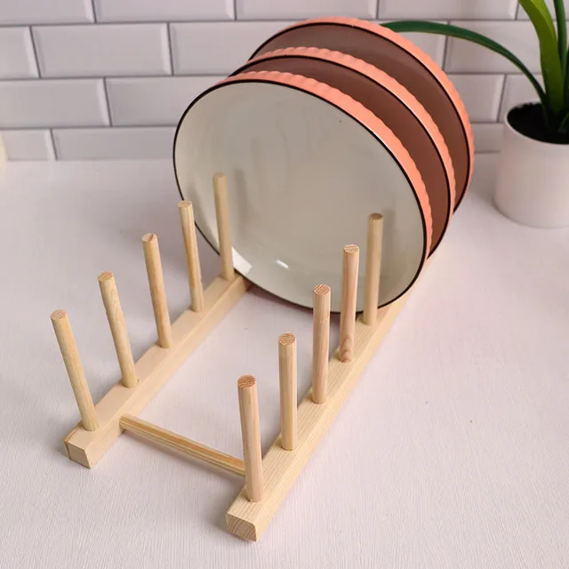 Multifunction Wooden Stand Rack Kitchen Dish Lid Drain Holder Organizer  Kitchen Sundries Rack Cups Shelf Table Book Display 6