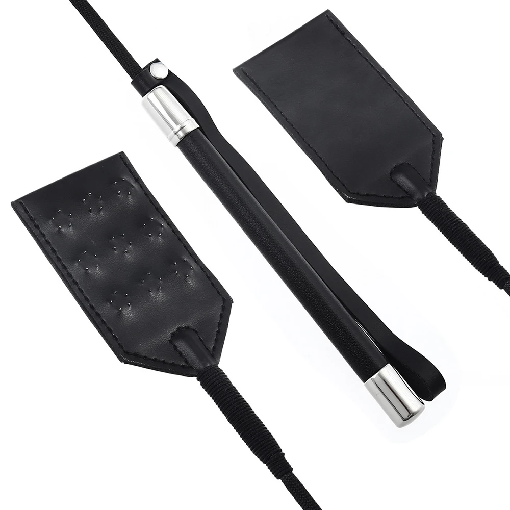 Enhance Pain Stainless steel Spikes 52CM Long PU Leather Spanking Paddle Slapper Whip for Horse Training 4