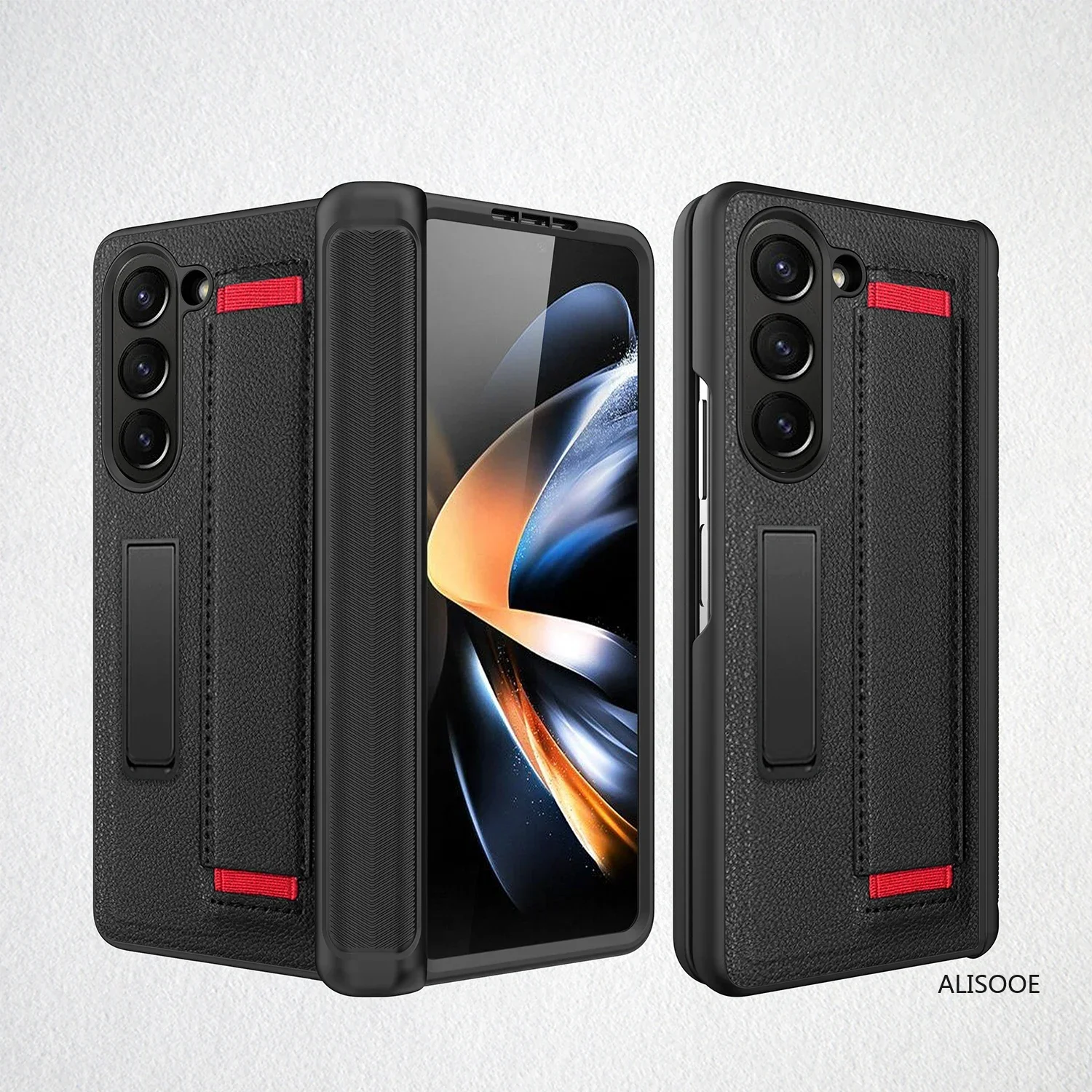 Premium Hinge Case with Wristband and Stand for Samsung Galaxy Z Fold - Front Glass Protection Included