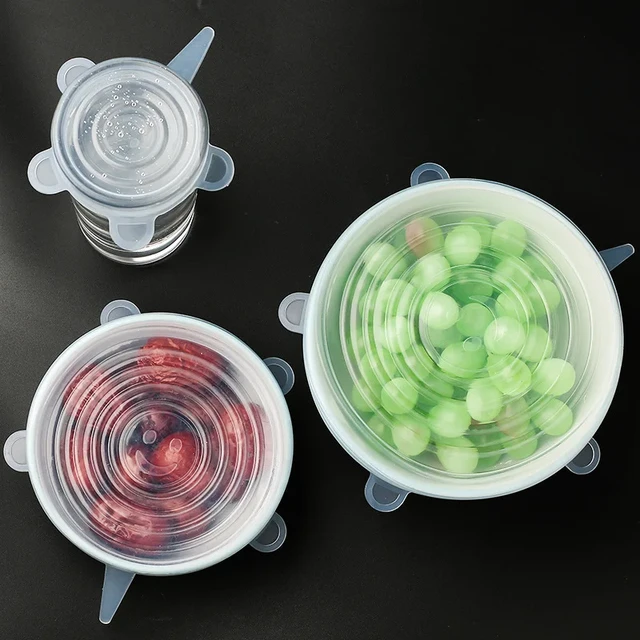 Tapas elásticas de silicona para cocina, cubiertas universales adaptables  para cuencos y microondas, 6 piezas - AliExpress
