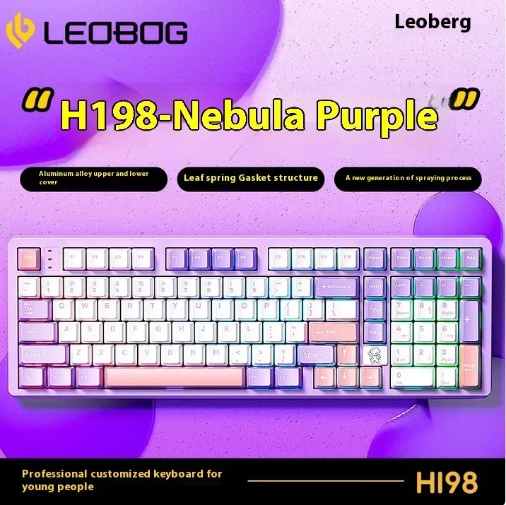 LEOBOG Hi98 키보드 기계식 게임 유선 알루미늄 키보드 PBT 키캡 101 키 RGB PC/FR4 포지셔닝 플레이트 Pc 액세서리