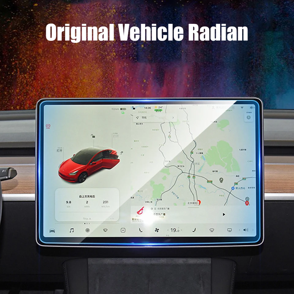 Pellicola In Vetro Temperato Opaco Per Display Tesla Model 3 E Model Y, Antiriflesso, Anti-impronte, Con Kit Di Montaggio - 4