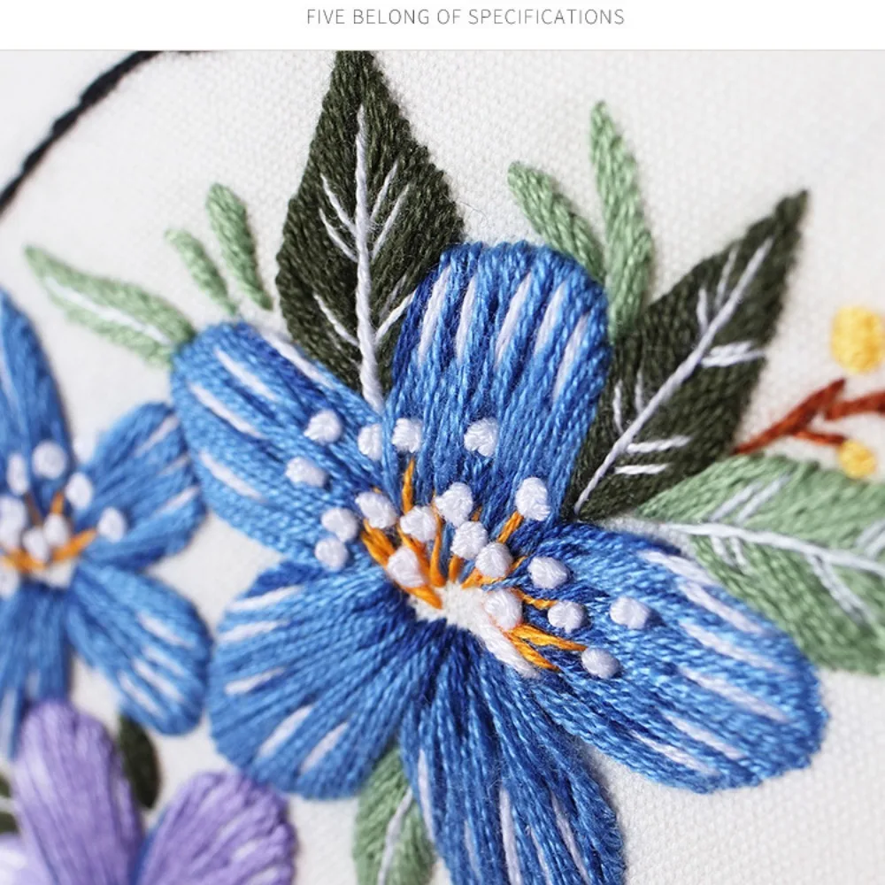 DIY Crafts Flower Embroidery Ornament Butterfly Needle Punch Cross Stitch Kit Needle Thread Handmade Embroidery Hoop Beginners