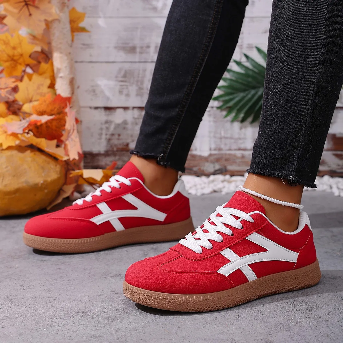 Flat Heel Plus Size 43 Sports Shoes Women All Match Low Top Mix Color Women's Sneakers Leopard Print Vulcanize Shoes Woman