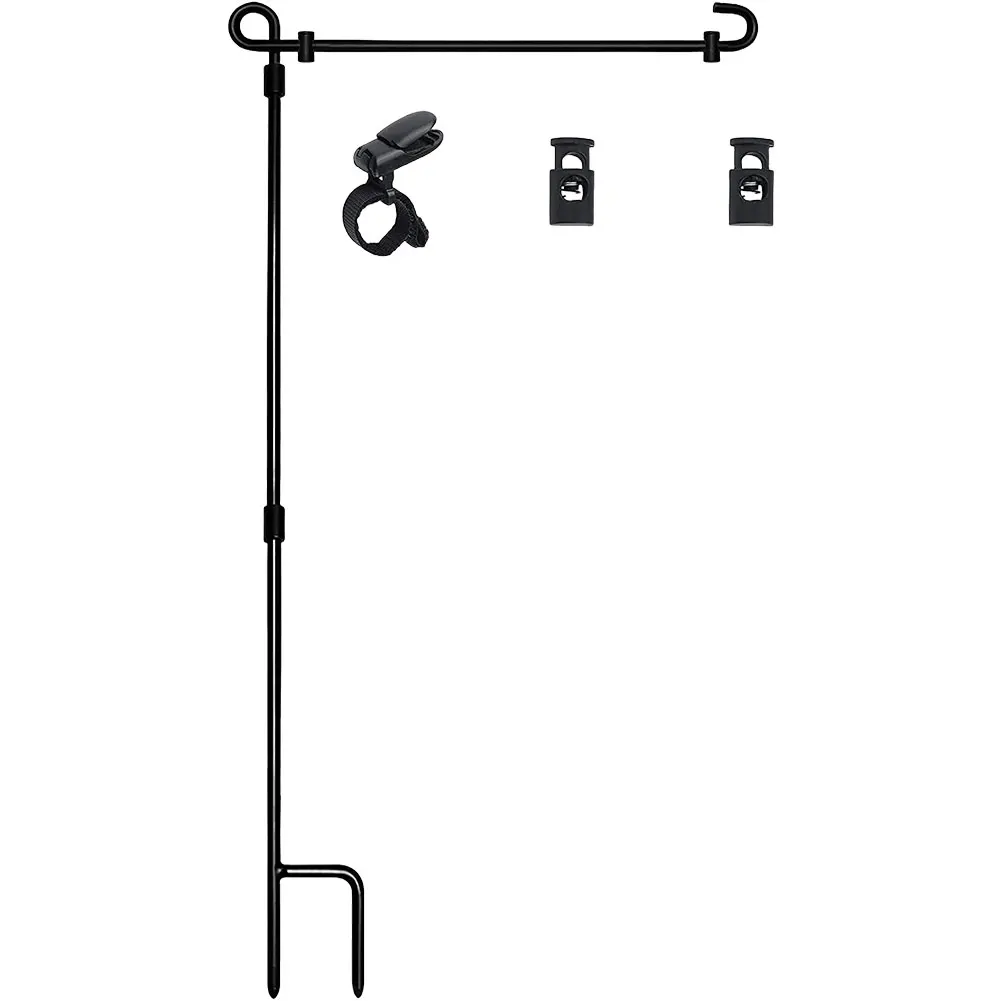 Garden Flag Stand Garden Flag Pole Holder with Clip and Stopper Holder Stand Metal for Outdoor Lawn
